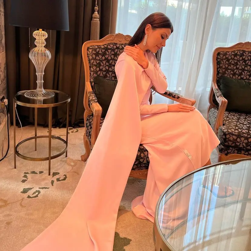 

Женское атласное платье с юбкой годе, винтажное плиссированное платье до пола с длинным рукавом, круглым вырезом и молнией сзади для выпускного вечера