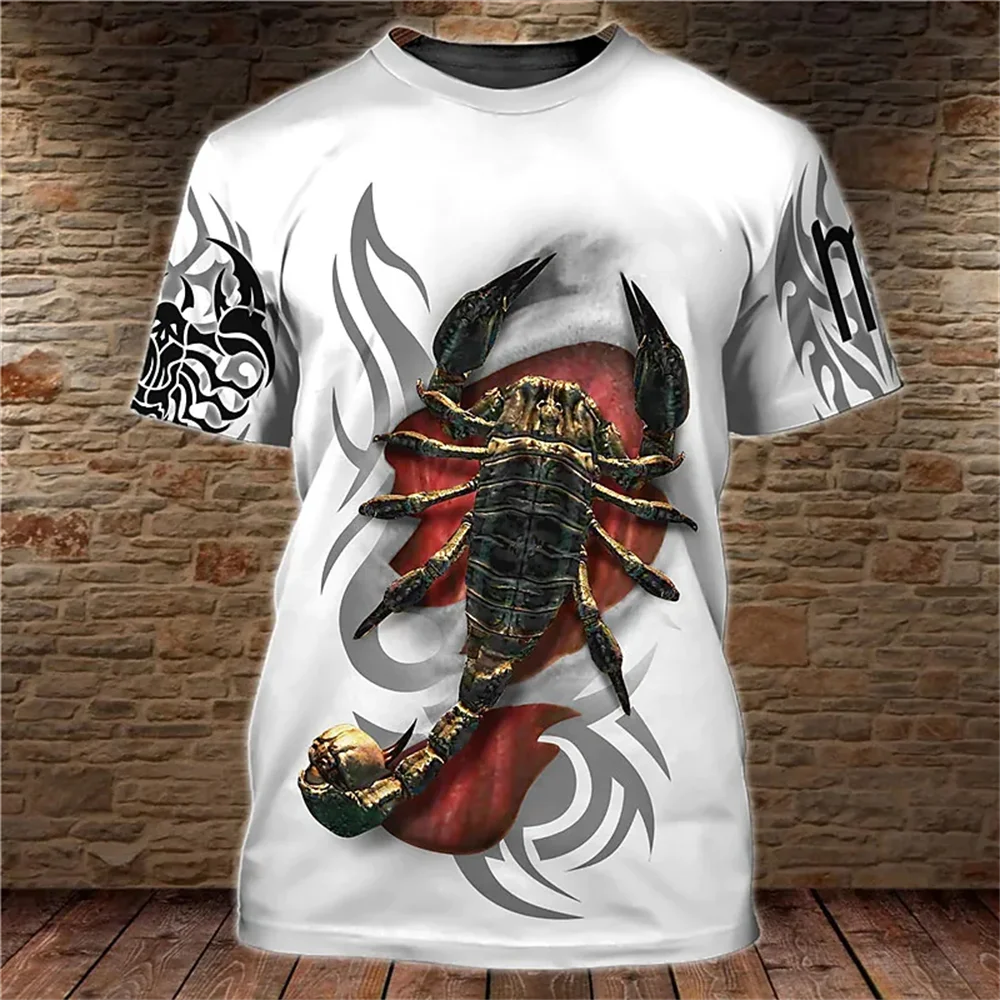 

Vintage Animal T-shirt For Mens Tiger/scorpion Print Tops Tees 3D Casual Men's T Shirt Oversized Men Clothing Ropa Para Hombre