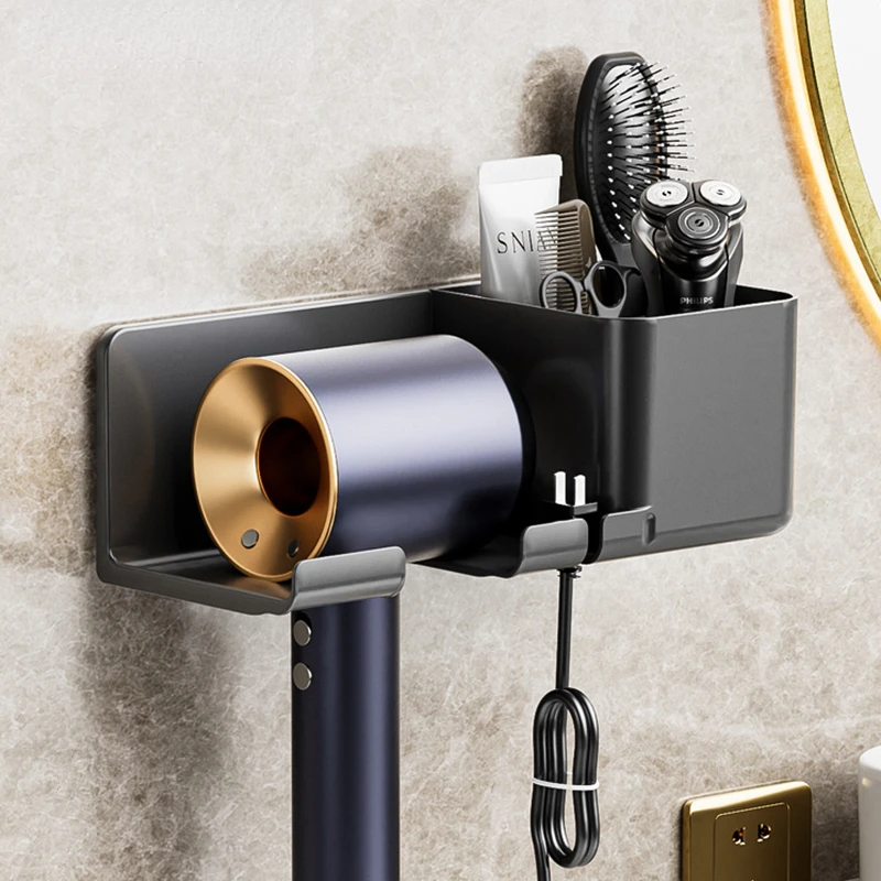 

Стеллаж для сушки волос, держатель для ванной комнаты, стеллаж для хранения, настенный органайзер для бритья и выпрямителя, аксессуары для в...