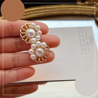 small cute earrings imitation pearls round flower pendientes gifts for women