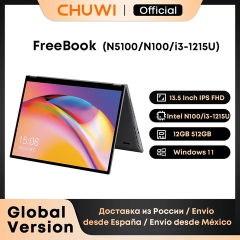 CHUWI FreeBook ноутбук планшет ПК 13,5 дюймов FHD сенсорный экран Windows 11 Intel N100/i3-1215U Quad Core 12 Гб LPDDR5 512G SSD WIFI6