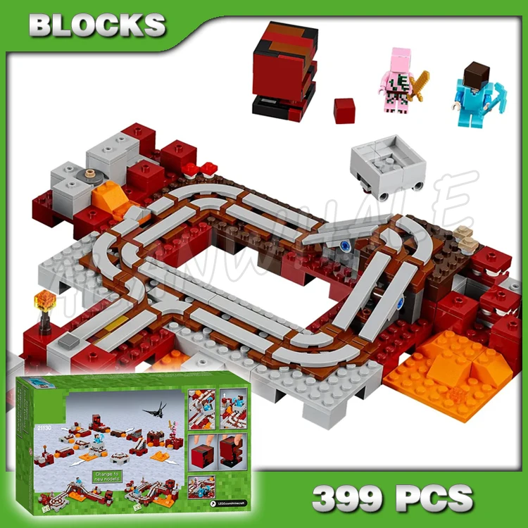 

399pcs Game My World The Nether Railway Curved Rail Track Magma Cube Function 10620 Building Blocks Toys Compatible With Model