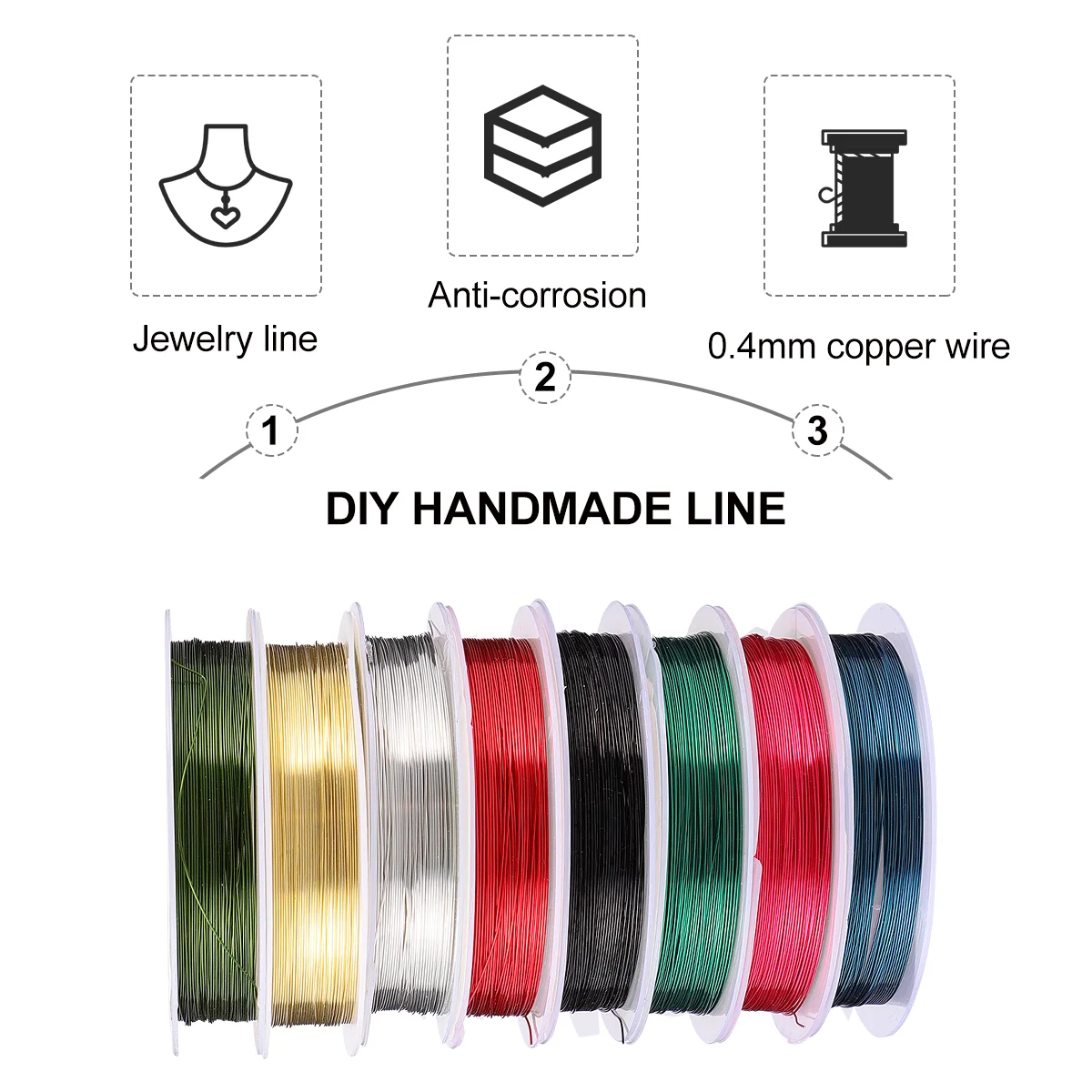 8 Rolls Copper Wire Colorful Set Braid Jewelry Beaded Making Tools Beading Cord Bracelet Sets