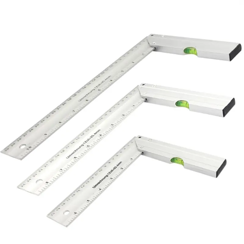 

Practical 90° Straight Angle Ruler Aluminum Alloy Woodworking Square Gauge 200/250/300mm for Measuring Perpendicularity