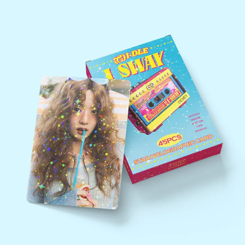 45 шт./компл. (G) I-DLE альбом карты ЛОМО лазерная карта I SWAY фотокарта блестящая