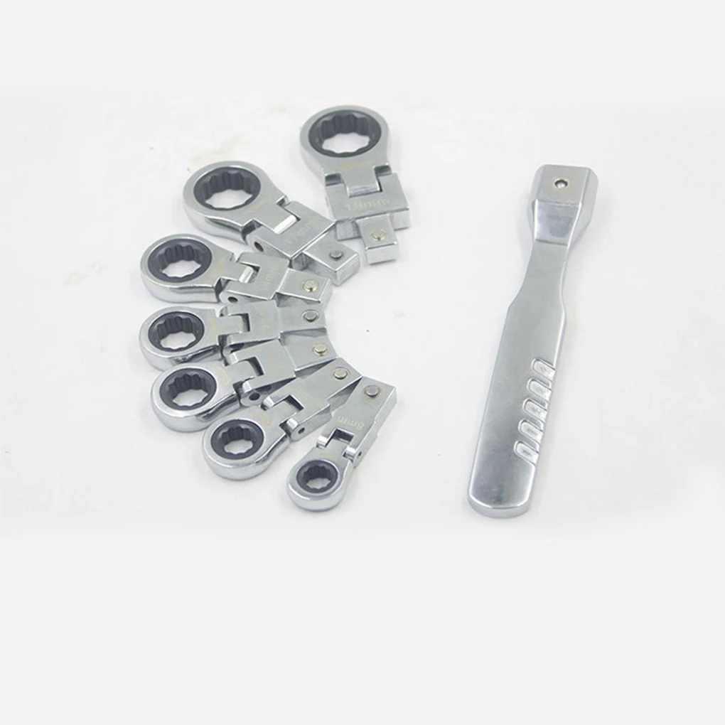 

8-19mm Metric 180 Degree Rotatable Ratchet Wrench Set Rotatable Home Woodworking Workshop Ratcheting Spanner Portable Hand Tool