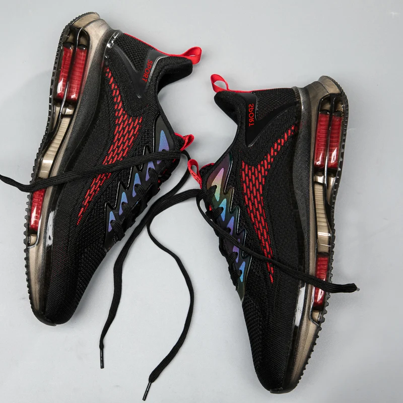 New Brand Men's Sports Shoes Double Air Cushion Running Shoes Mesh Breathable Casual Shoes Outdoor Non-slip Basketball Shoes