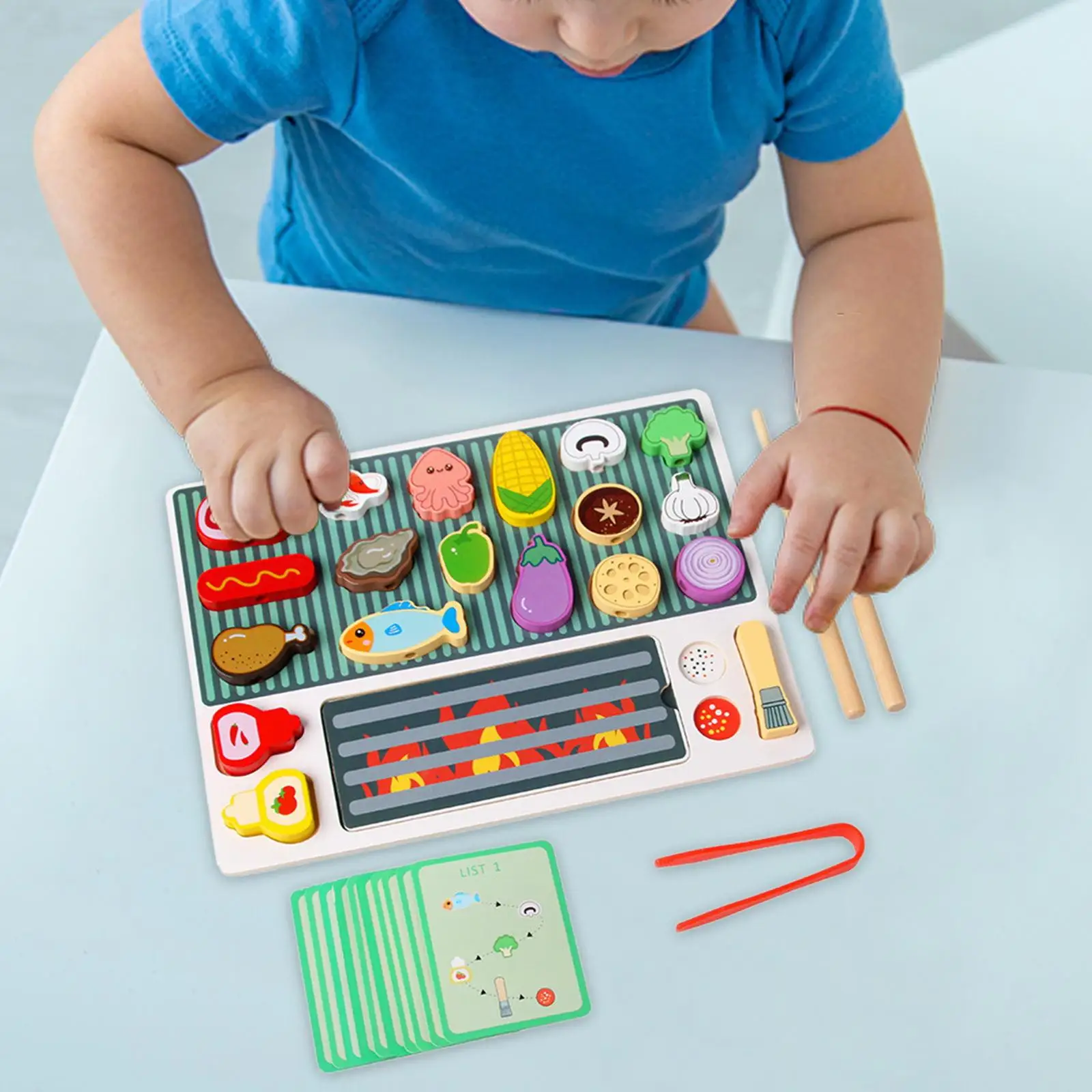 Деревянная игрушка-гриль-барбекю для детей дошкольного обучения забавные