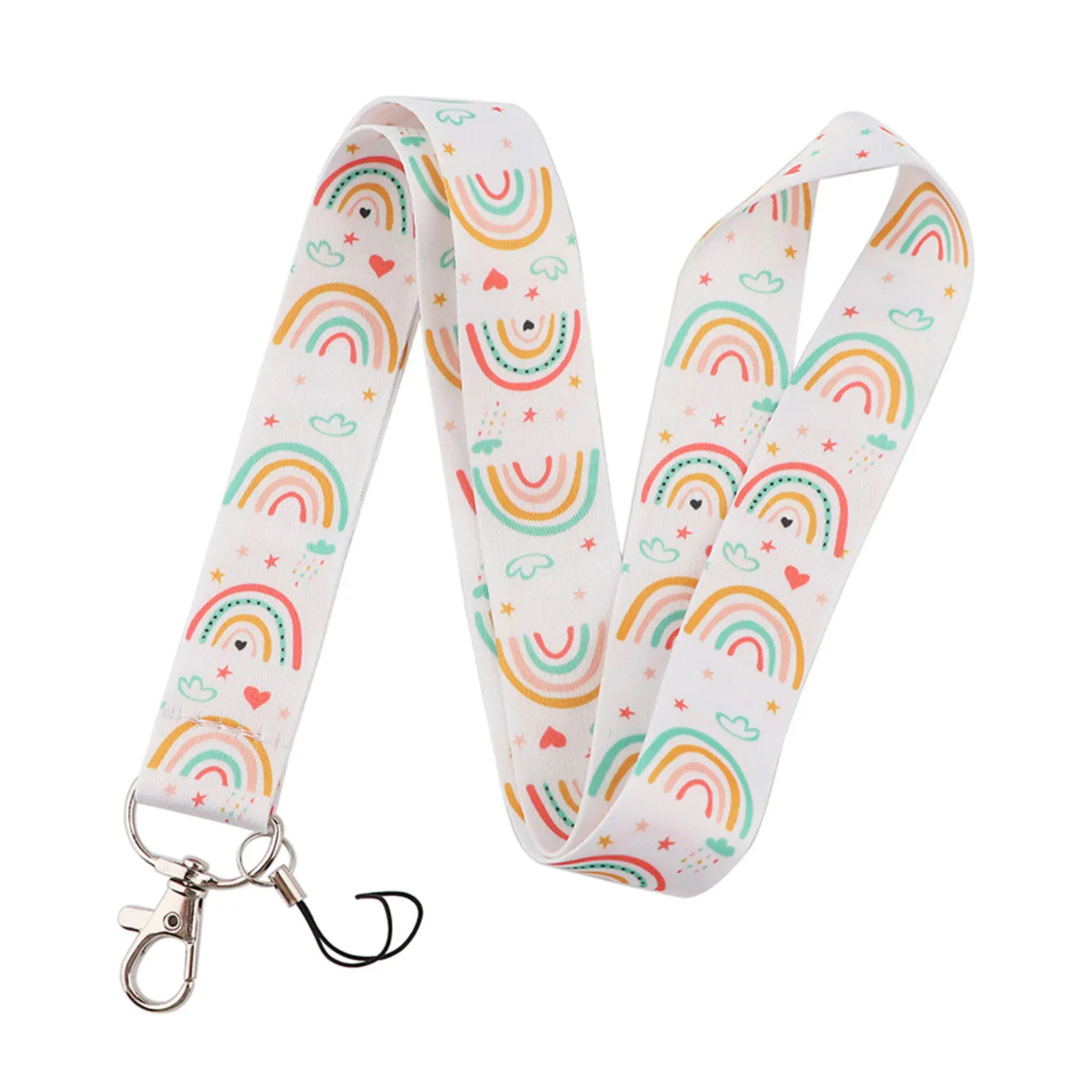 

Школьный полиэстеровый модный бейдж с радужным принтом, шнурок для телефона с поворотной пряжкой, офисный держатель для ID-карты, брелок, рем...