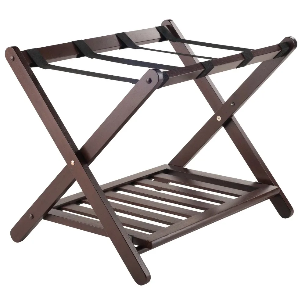 

Folding Luggage Rack Wood Furniture Durable with Shelf