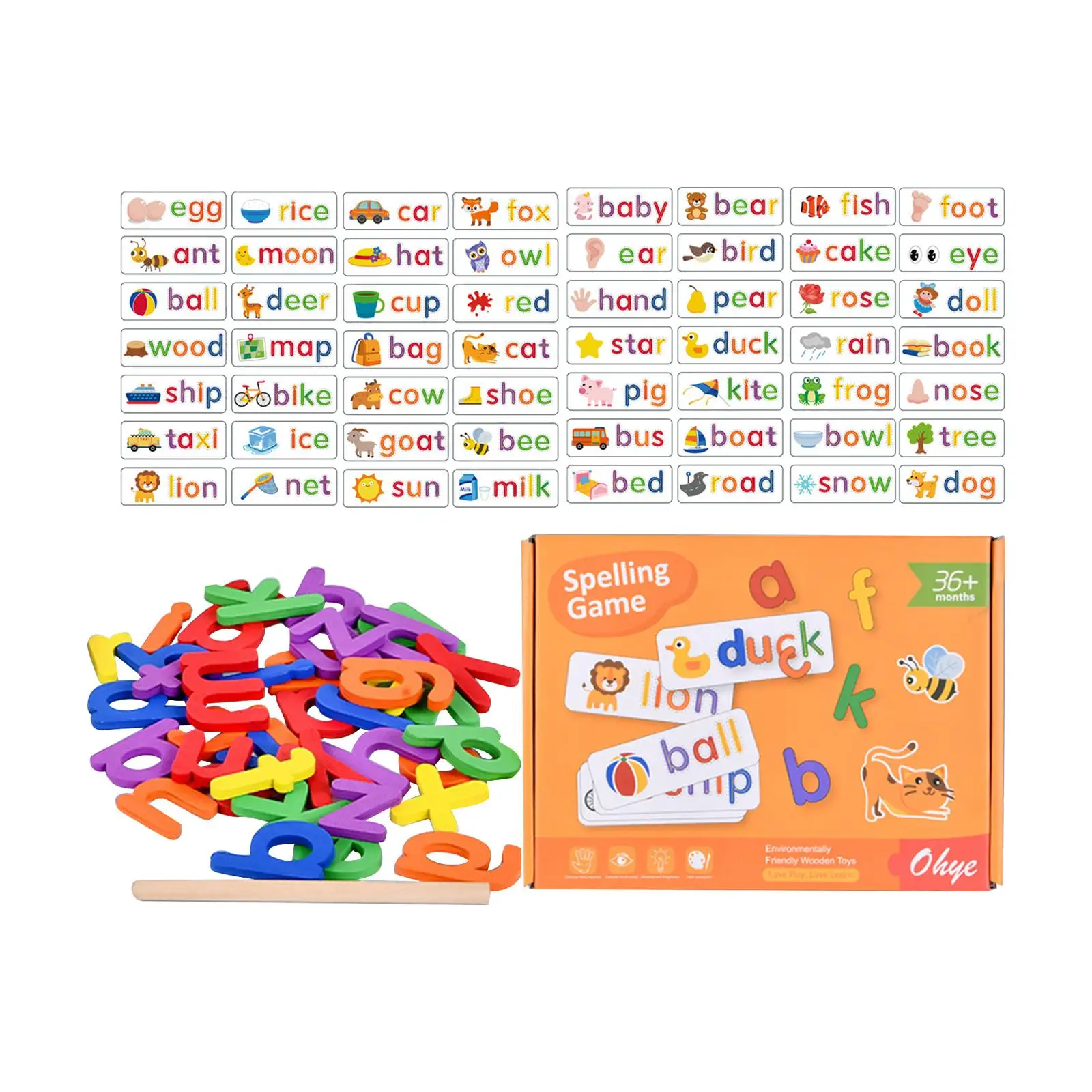 

Wooden Alphabet Educational Flash Cards Early Educational for Girls and Boys