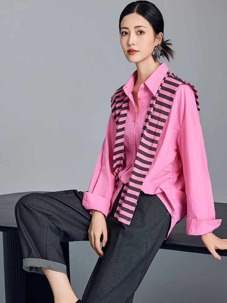 [Скидка 50%] Gold Series Counter 439 хлопковые свободные рубашки со съемной шалью Huaxi 24