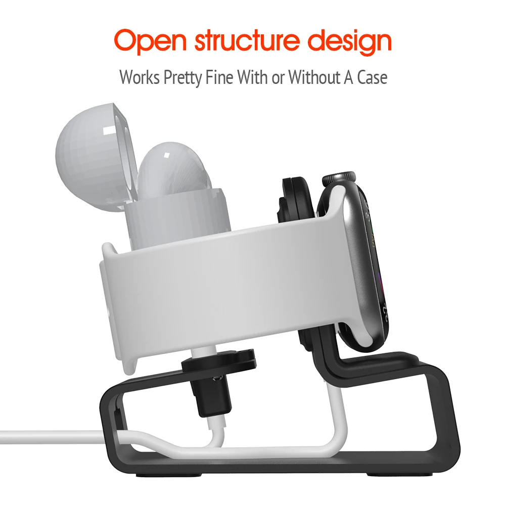 2 In 1 Aluminum Charger Stand For Apple Watch Series SE/8/7/6/5/4/3/2/1  Charging Holder Dock Station For Airpods 2 Pro