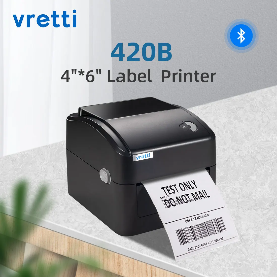 Vretti 420B Термопринтер для этикеток 4*6 беспроводной Bluetooth доставка экспресс черный
