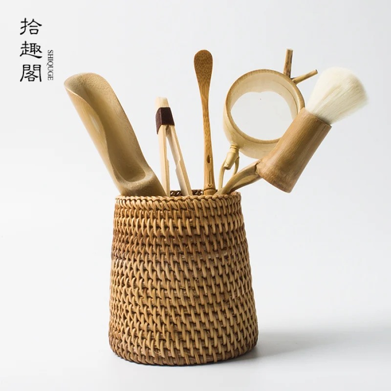 

Boutique Tea Ceremony Six Items Bamboo Wood Cup Holder Tea Spoon Zero with Kombucha Accessories Bamboo Tea Ceremony Appliances F