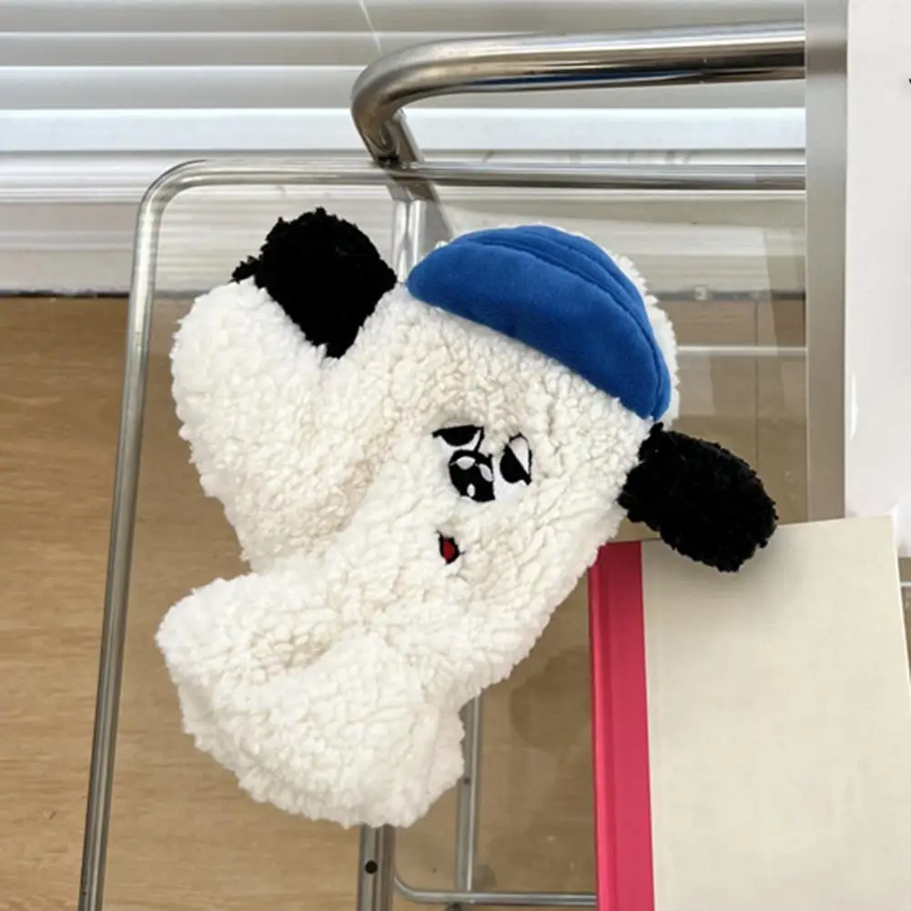 

Trendy Children Mittens Ear Decor Lambswool Cartoon Dog Cycling Mittens Washable Cycling Mittens for Home