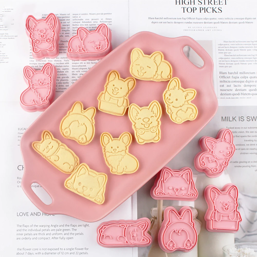 

8Pcs/Set Cookie Cutters Mold Cute Corgi Dog Shaped Biscuit Baking Tool Kitchenware Bakeware DIY Tool for Kids Hand Mold