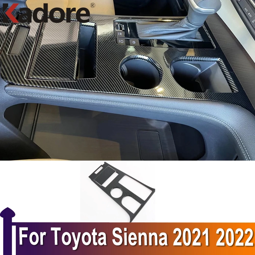 

Carbon Fiber Center Console Gear Shift Panel Frame Cover Trim For Toyota Sienna 2021 2022 AT Interior Accessories