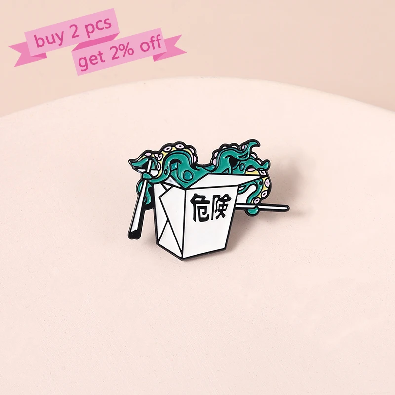 Эмалированные булавки в виде осьминога нагрудные значки броши на заказ опасных