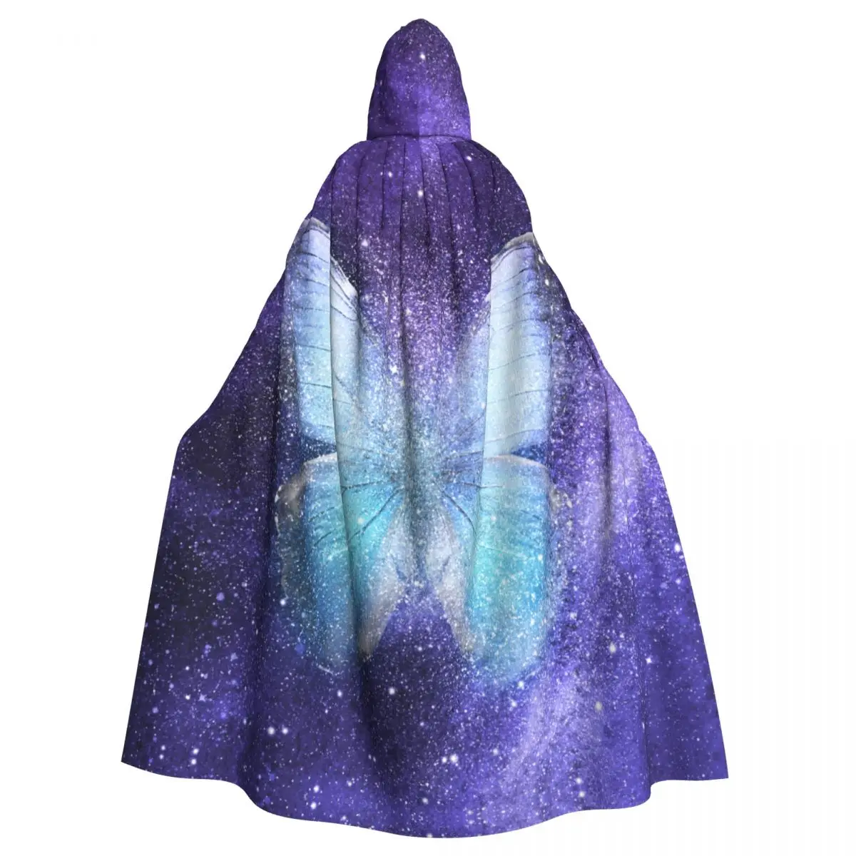 

Adult Cloak Cape Hooded Galaxy Stars Butterfly Medieval Costume Witch Wicca Vampire Elf Purim Carnival Party