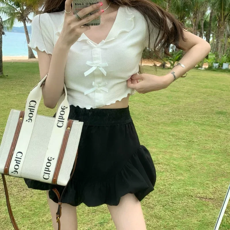 Лето 2023 новые сексуальные пикантные французские дизайнерские футболки с