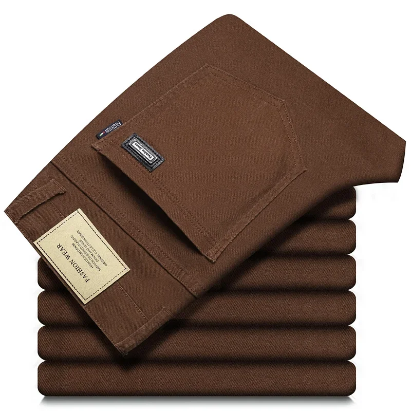 Модные свободные прямые деловые повседневные Стрейчевые джинсовые брюки