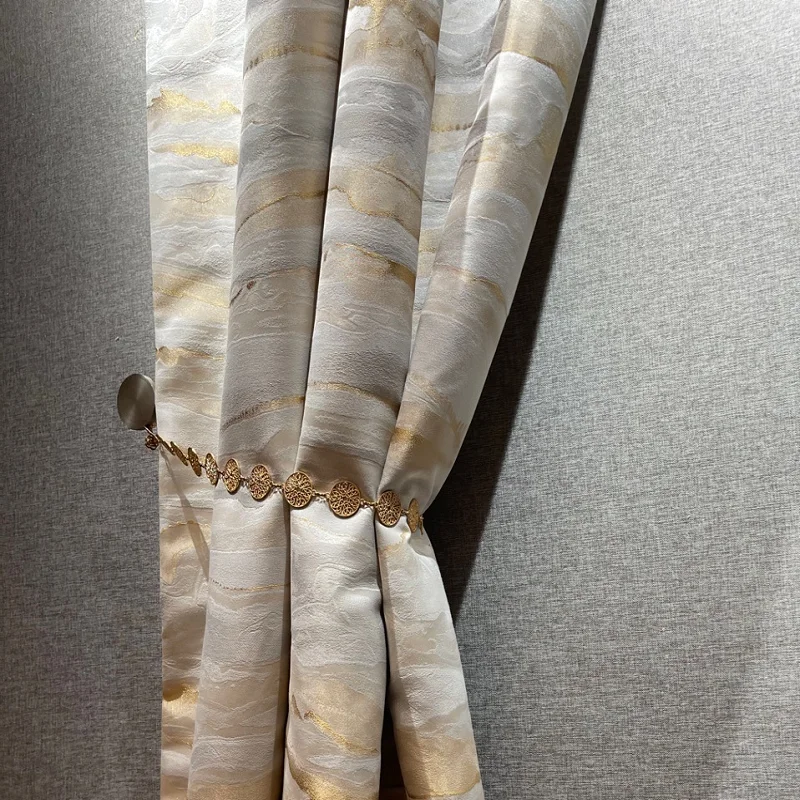 Жаккардовые шторы в китайском стиле высокоточные плотные занавески с золотистой