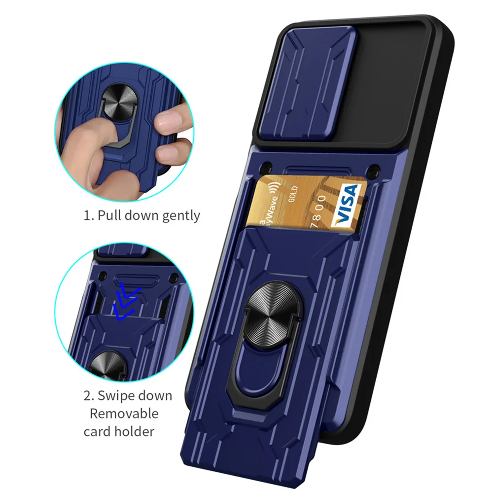 

Redmi 10 4G Armor Case For Xiaomi Redmi 10 9A 9C 9T Note 8 9 11 Pro Mi 11T POCO X3 NFC F3 Magnetic Holder Card Slot Cover