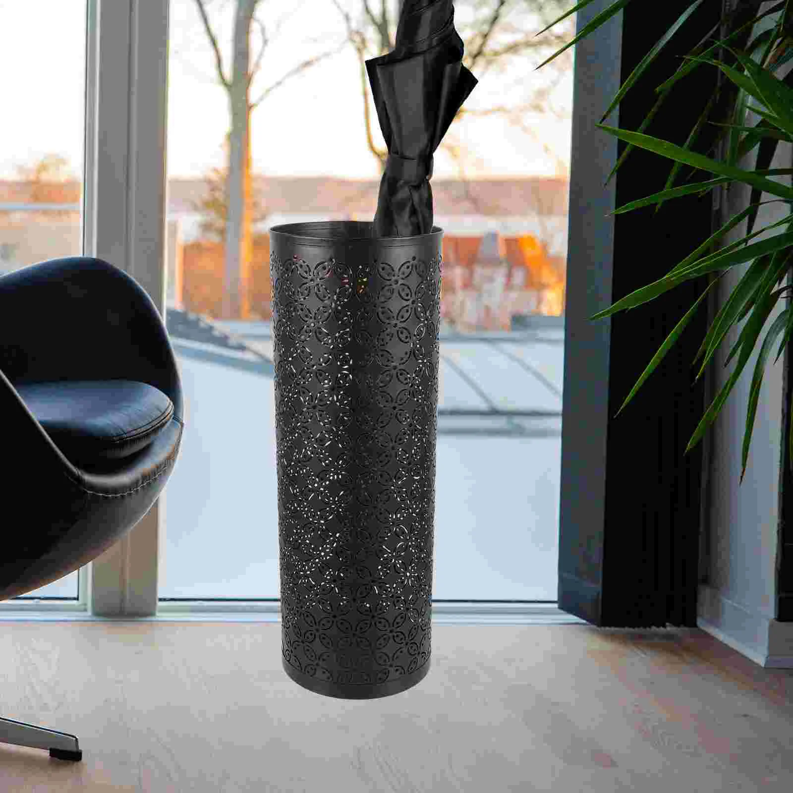 

Umbrella Storage Bucket Walking Stick Organizer Stand Indoor Round Reliable Iron Rack Durable Holder