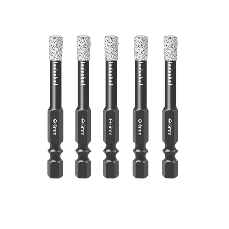 

5PCS 6Mm Vaccum Brazed Diamond Dry Drill Bits Hole Saw Cutter For Granite Marble Ceramic Tile Glass Power Tools