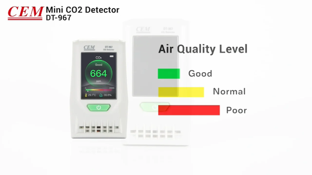 

CEM DT-967 Desktop CO2 Meter CE Marking Monitor Carbon Dioxide Detector CO2 with temperature and humidity measurement