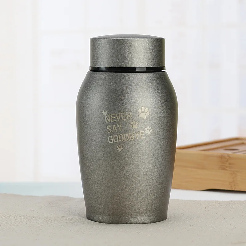 

Stainless Steel Frosted Pet Urn Urne Funeraire Animaux Cat And Dog Funeral Supplies Love Paw Pattern Urnen Voor Huisdieren