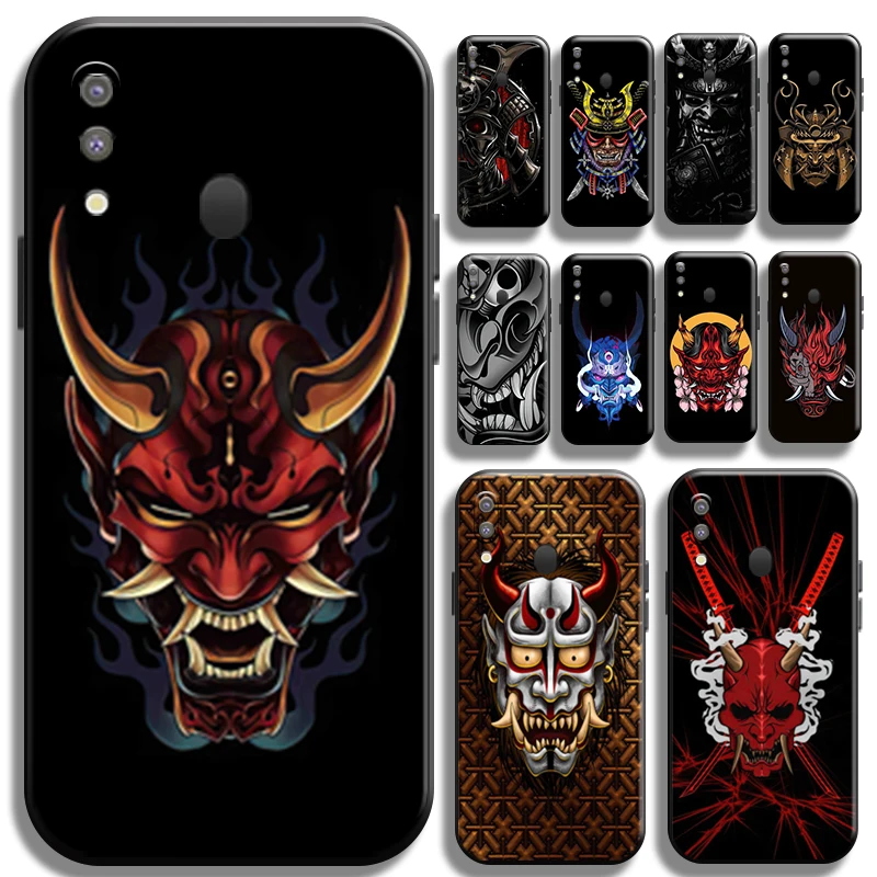 

Japan Samurai Oni Mask For Samsung Galaxy M20 Phone Case Black Back Cover Cases Shell TPU Soft Carcasa Liquid Silicon