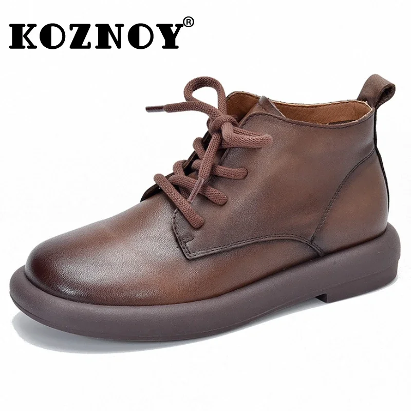 Koznoy/ботильоны 3 см из коровьей кожи на платформе танкетке массивном каблуке