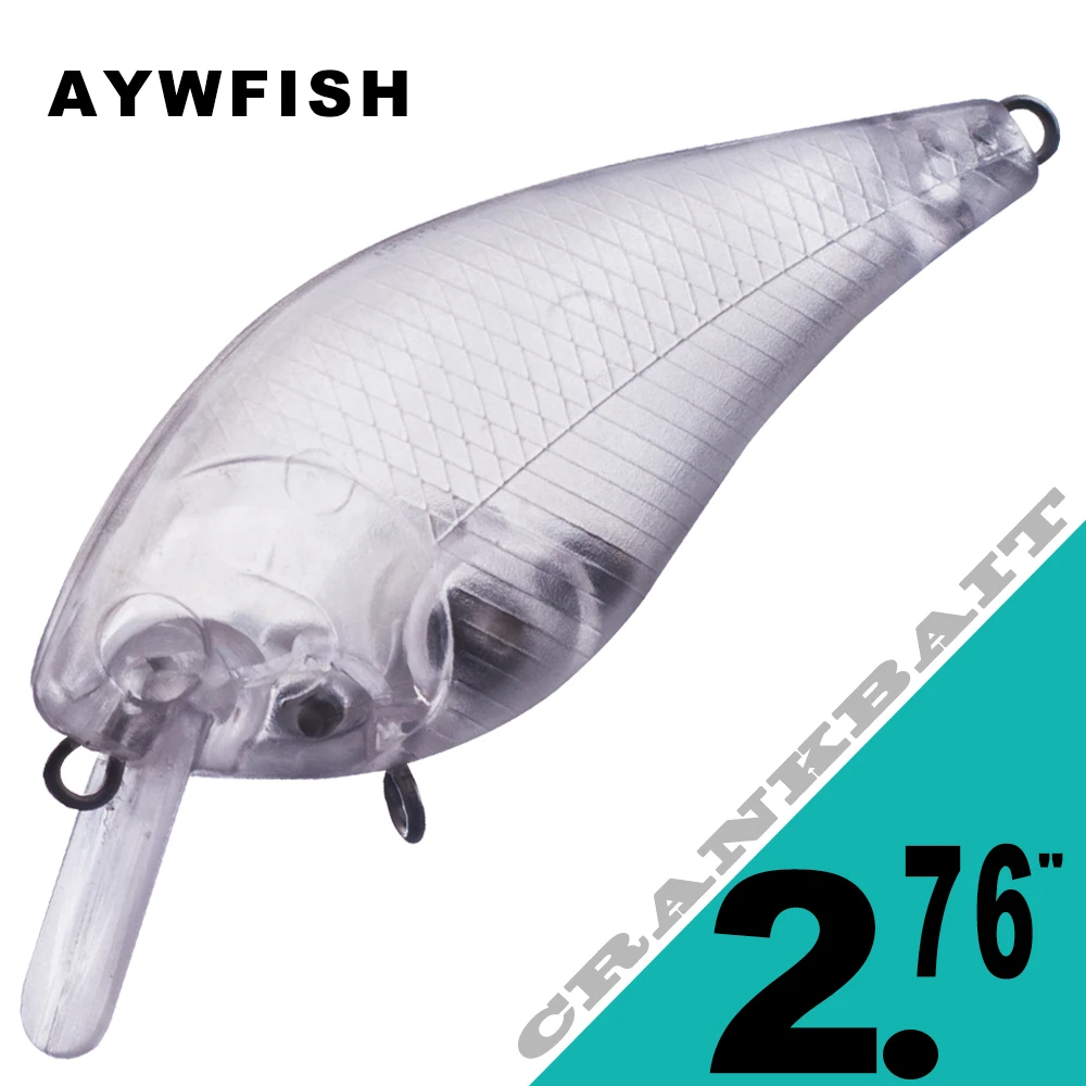 

AYWFISH 15PCS / Lot Floating Crank Hard Baits Rattles Fish Tackle 2.76IN 7.9G Unpainted Square Bill Crankbait For Fishing DIY