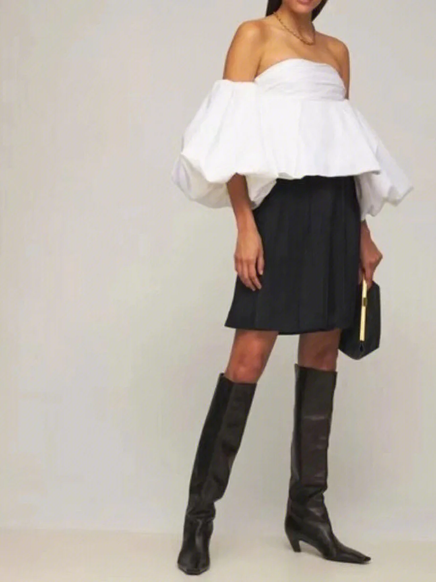 Женские кожаные сапоги до колена с квадратным носком на низком каблуке