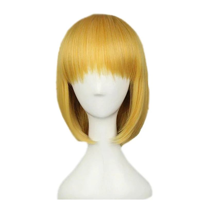 

Attack on Titan Cosplay Armin Arlart Golden Wigs Women Bob Short Synthetic Hair Cosplay Costume Wigs + Free Wig Cap