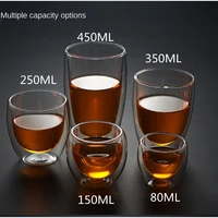 80150250350ml water cup heat resistant double wall cup handmade healthy drink mug tea household transparent drinking utensils