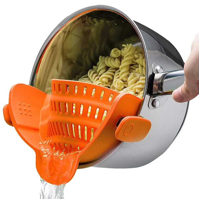 

Silicone Kitchen Strainer Clip Pan Drain Rack Bowl Funnel Rice Colander Universal Vegetable Washing Colander Draining Tool