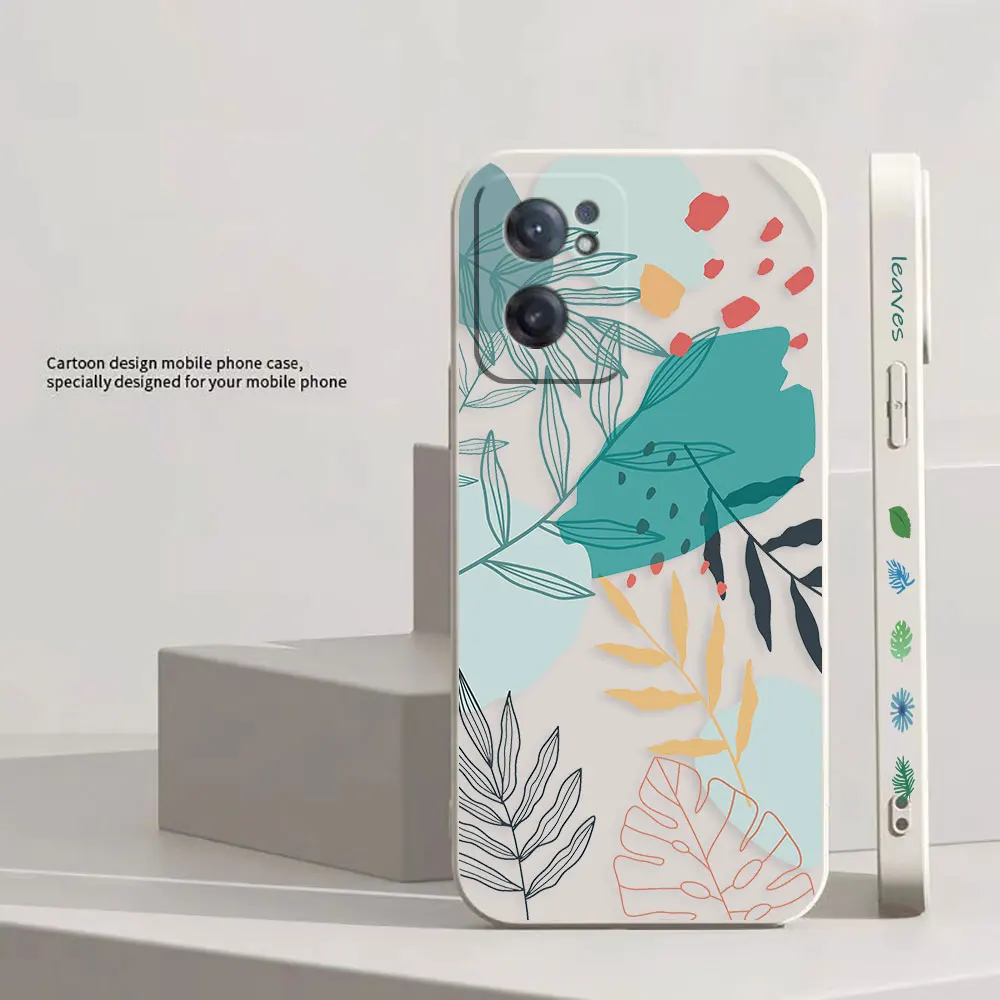 The Art Of Painted Flowers Leaves Case For Oneplus 11 10 9 9R 9RT 8 8T 7 7T ACE 2 2V 2 NORD CE Lite Pro Colour Liquid Case Shell