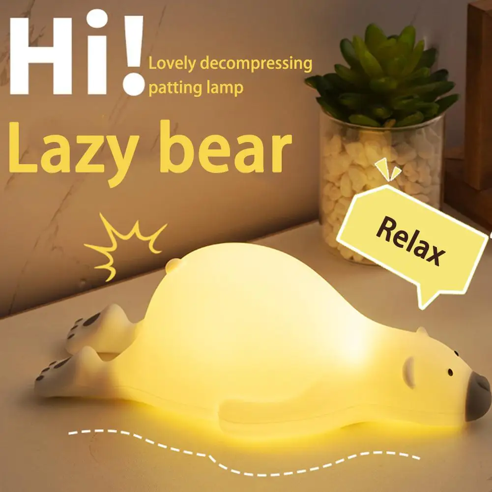 

Силиконовый ночник с милым медведем, 3 уровня освещения, настольный светильник для детской спальни, прикроватный Декор