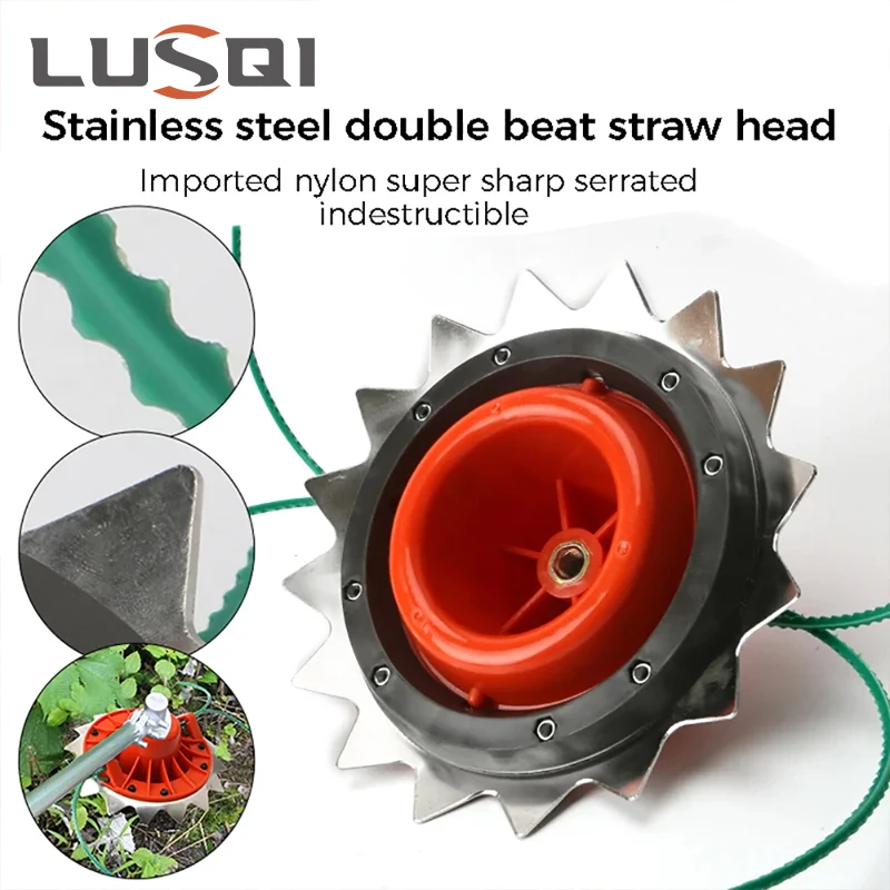 

LUSQI 2-in-1 Grass Trimmer Head With Stainless Steel Blade & Nylon Line For Gasoline Brushcutter Trimmer Replacement Accessories