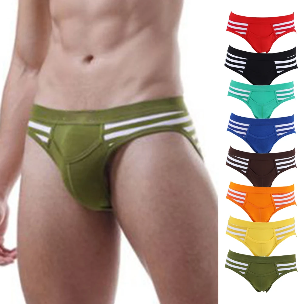 

Men Sexy Breathable Cotton Underwear Bikini Middle Waist Underpants Shorts Pouch Thong Briefs 8 Colors L-3XL