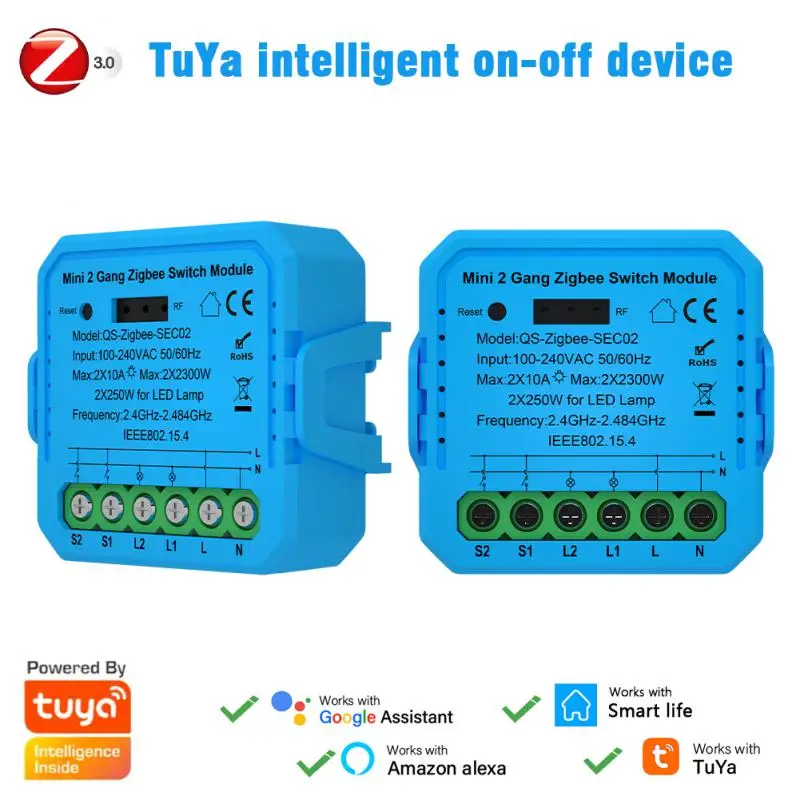

Кнопочный переключатель Tuya ZigBee/Wi-Fi, модуль управления для 1/2 клавиш, дистанционное управление через приложение, бытовое управление
