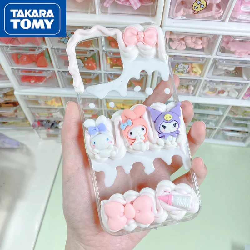 

TAKARA TOMY New Hello Kitty for Iphone13 13 Pro Max Cartoon Case for IPhone 12 12 Pro 12 ProMax Cream Glue Mobile Phone Case