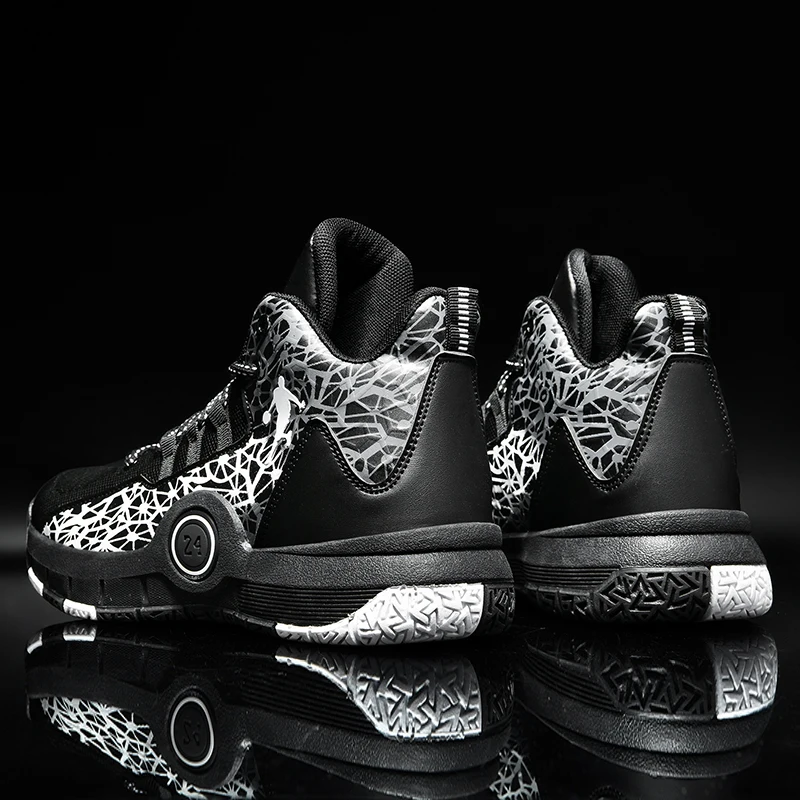 Men's Breathable Basketball Shoes Fashion Non-Slip Combat Sports Shoes Shock Absorption Student Training Sports Shoes Size 31-45