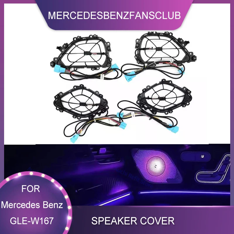 

64 Colors LED Car Door Luminous Speaker Cover For Mercedes Benz W167 GLE GLS AMG GLE53/63 Interior Decorate Ambient Light Refit