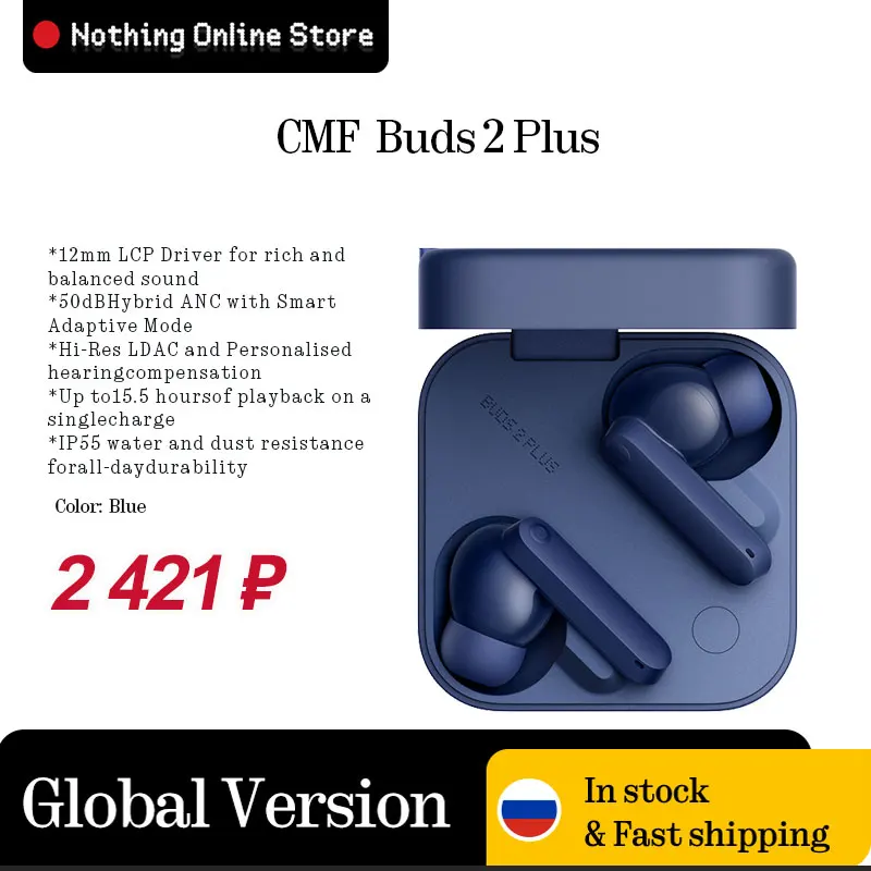 Фото НОВЫЙ драйвер LCP CMF Buds 2 Plus 12 мм для богатого и сбалансированного звука, 50 дБ, гибридный ANC, LDAC Hi-Res №1