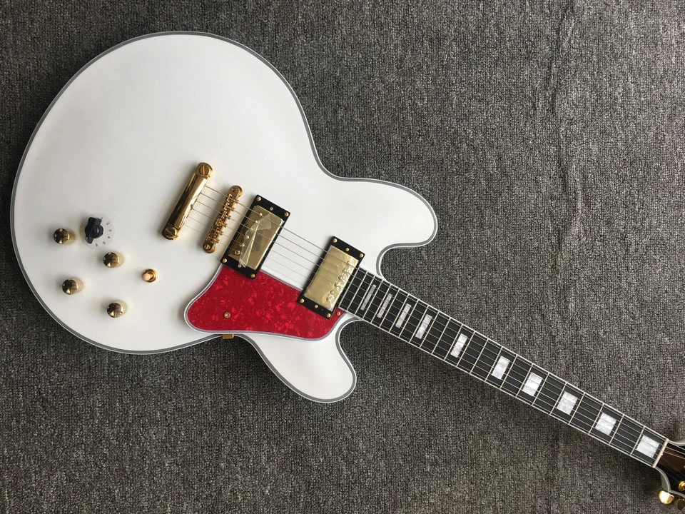 

ES 335 Version Semi Hollow Electric Guitar Jazz Model ebony fretboard with fret binding white Color Free Delivery