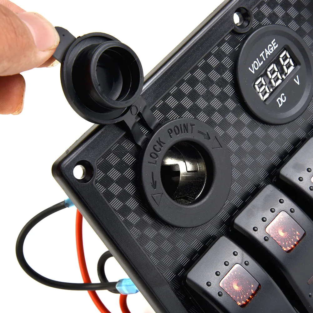

Reliable Durable Portable Rocker Switch Panel Marine Orange LED Parts Replacement Voltmeter 6 Gang Accessories